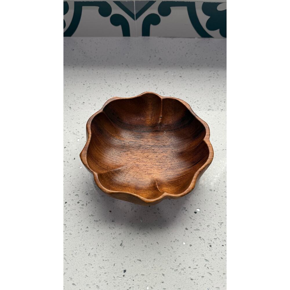 Vintage Monkey Pod Wood Bowl: Mid-Century Modern